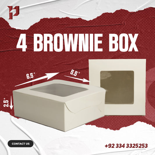 Brownie Box for 4 Brownies (6.5x5.5x2.5 inches) – Custom Dessert Box