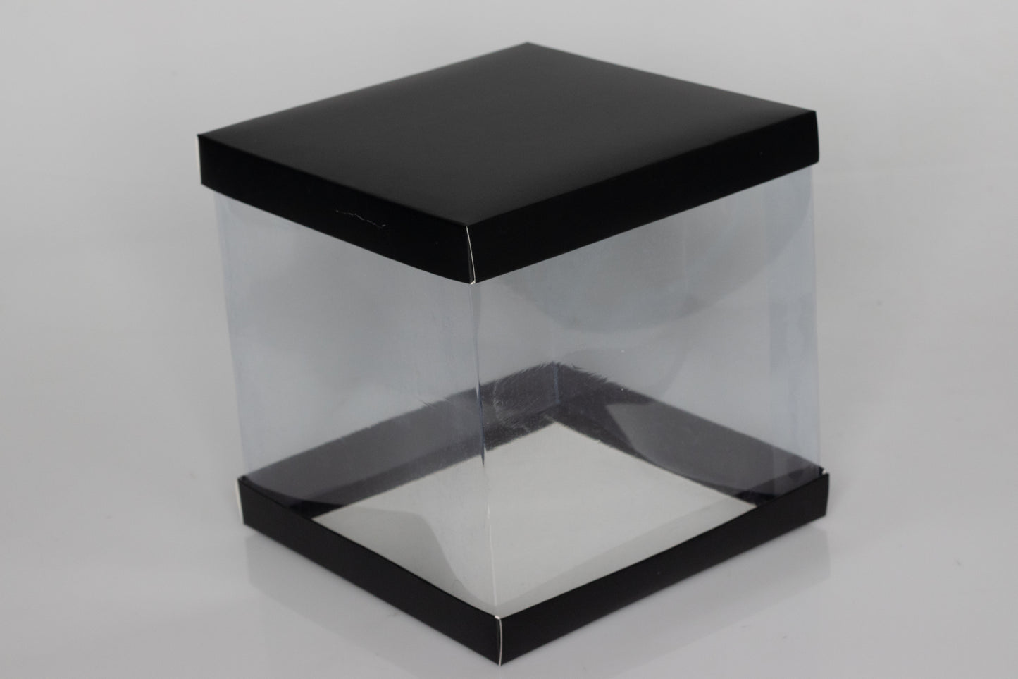 Transparent Gift Box (8"x8"x8") – Premium PVC Packaging for Cakes & Gifts, Available in White, Golden, and Black