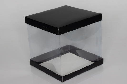 Transparent Gift Box (8"x8"x8") – Premium PVC Packaging for Cakes & Gifts, Available in White, Golden, and Black