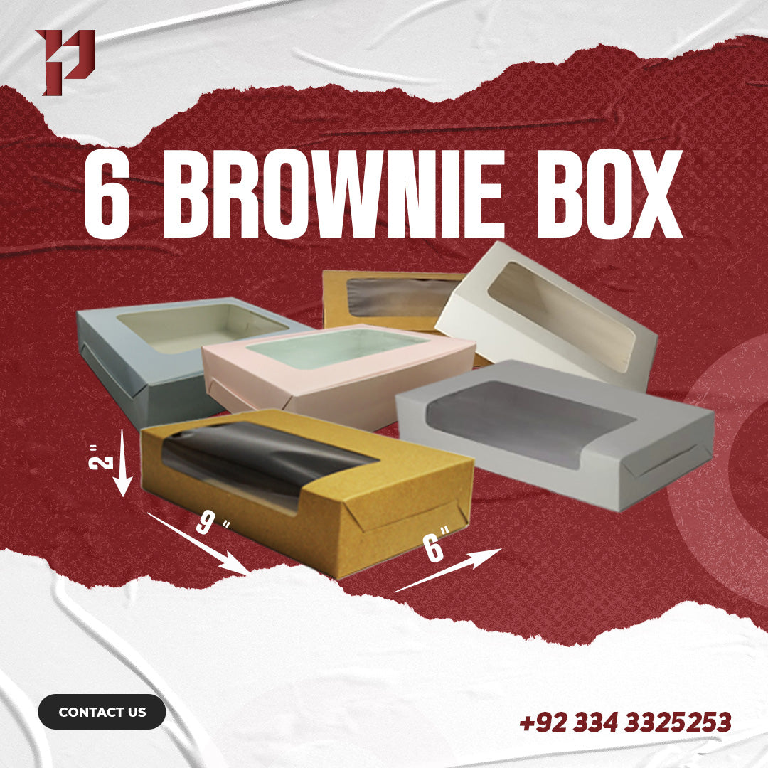 Box for 6 Brownies (6x9x2 inches) – Sturdy Packaging for Fresh Brownies