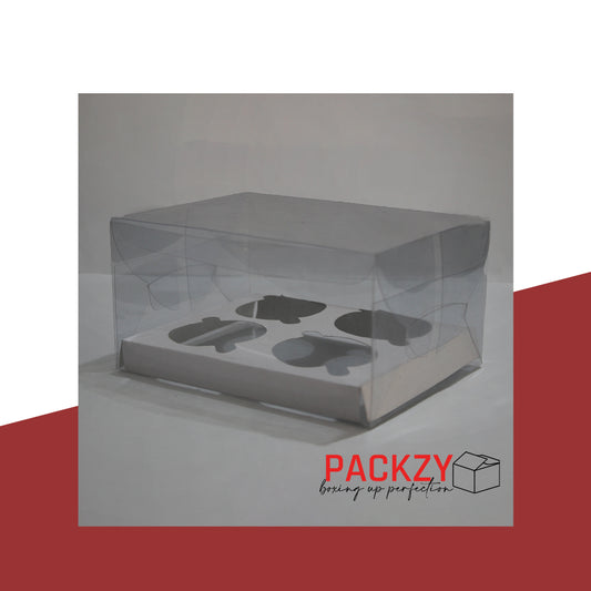 Transparent Cupcake Box for 4 Cupcakes (6.5"x5.5"x3") – Premium PVC Packaging