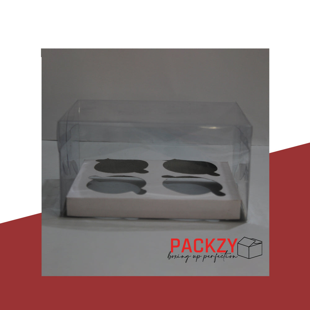 Transparent Cupcake Box for 4 Cupcakes (6.5"x5.5"x3") – Premium PVC Packaging
