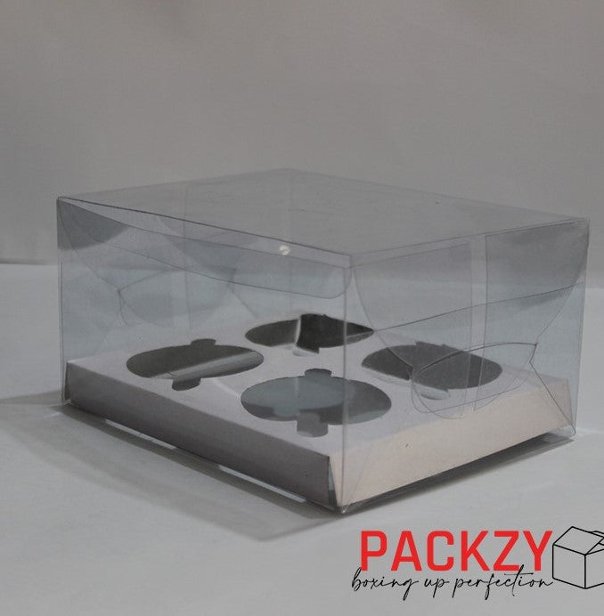 Cupcake Box for 4 Cupcakes (White) – Bakery Packaging Box