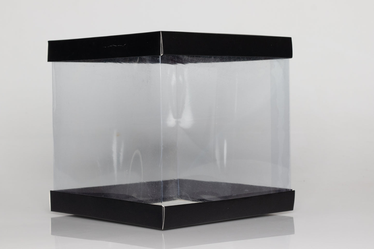 Transparent Gift Box (8"x8"x8") – Premium PVC Packaging for Cakes & Gifts, Available in White, Golden, and Black