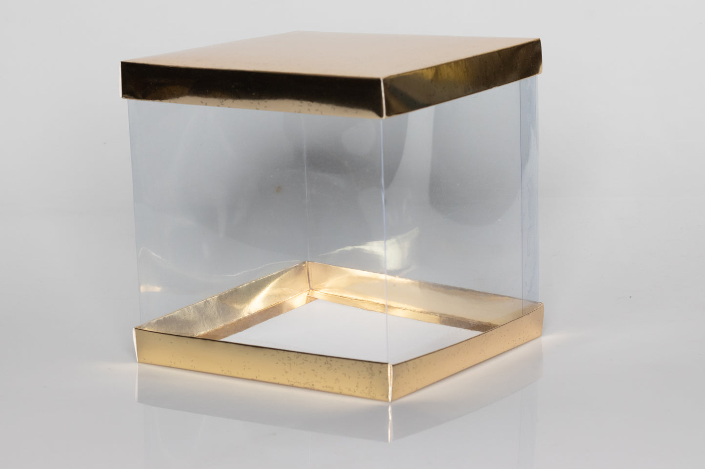 Transparent Gift Box (8"x8"x8") – Premium PVC Packaging for Cakes & Gifts, Available in White, Golden, and Black