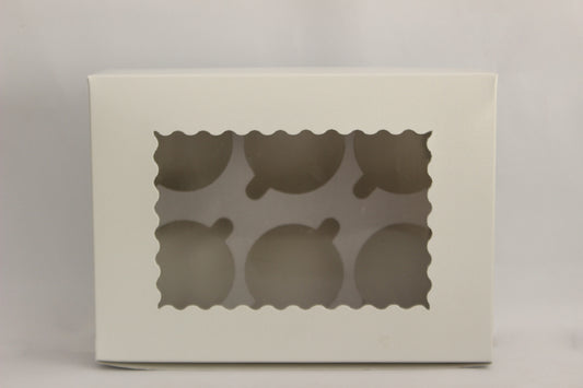 Box for 6 Cupcakes (6x9x3 inches)(white,golden,pink,blue,transparent)