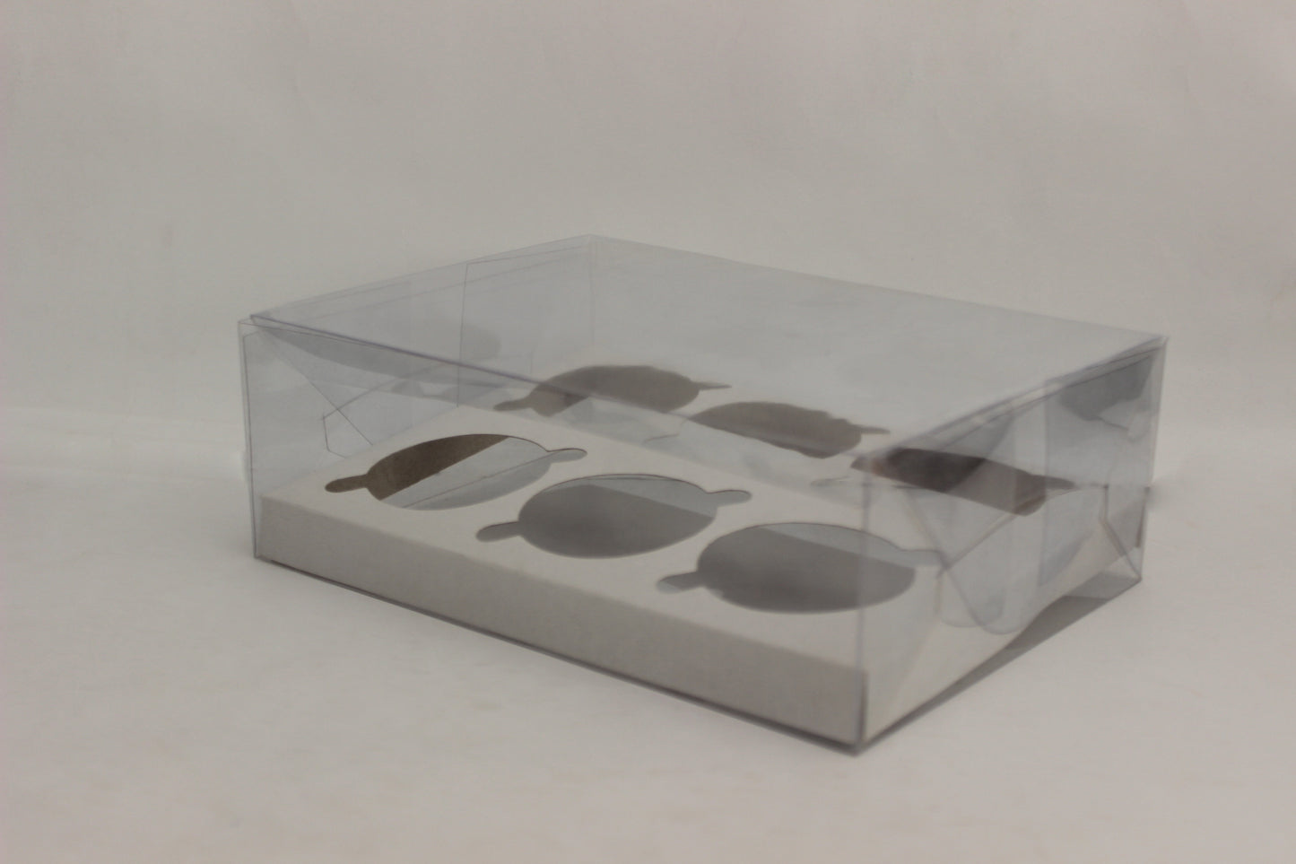 Box for 6 Cupcakes (6x9x3 inches)(white,golden,pink,blue,transparent)
