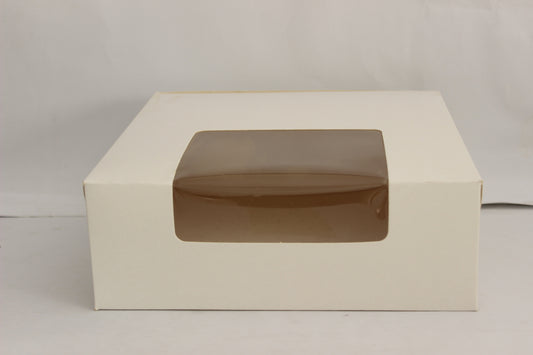 Cake Boxes – White, 7.5x7.5x3 Inches with Transparent Window