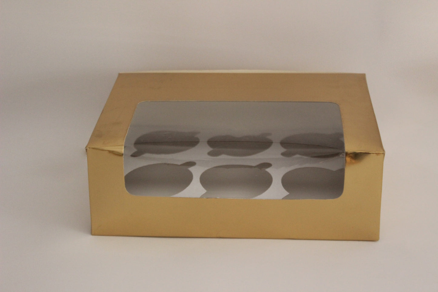 Box for 6 Cupcakes (6x9x3 inches)(white,golden,pink,blue,transparent)