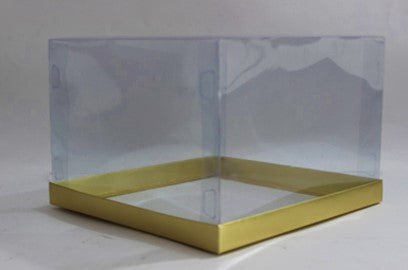 Transparent Gift Box (10"x10"x7") – Premium 5-Sided PVC Packaging for Cakes & Gifts, Available in White, Golden, and Black