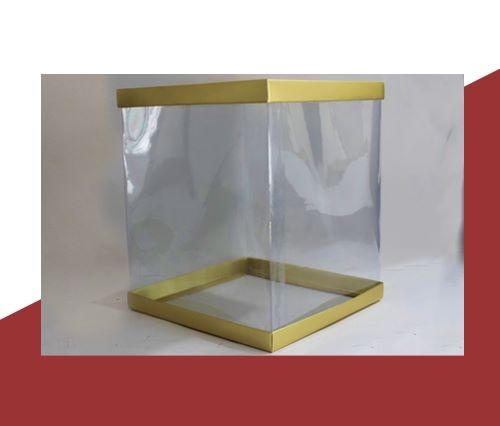 Transparent Gift Box (12"x12"x12") – Premium PVC Packaging for Cakes & Gifts, Available in White, Golden, and Black