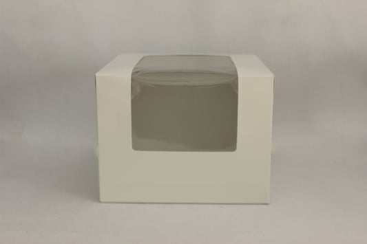 Cake Box – White, 8x8x6 Inches with Transparent Window