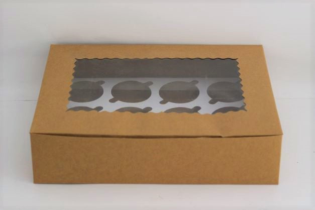 Cupcake box, for 12 cupcakes, white, brown,