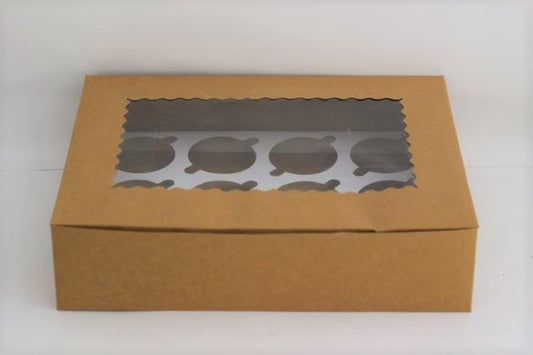 Cupcake box, for 12 cupcakes, white, brown,