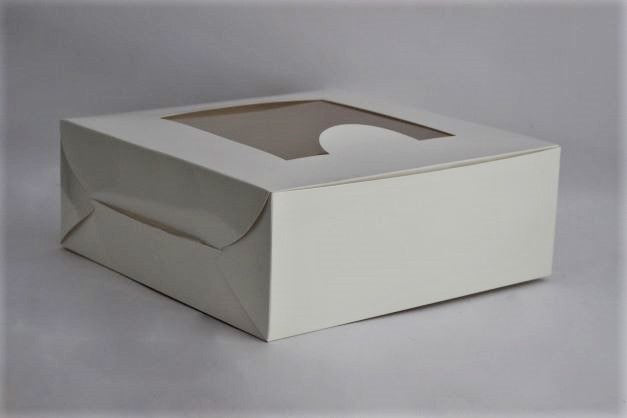 Cake Box – Bakery Box, White, 10x10x4 Inches with Transparent Window