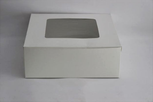 Cake Box – White, 11x11x4 Inches with Transparent Window