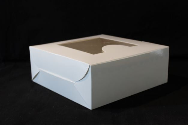 Cake Box – Bakery Box, White, 10x10x4 Inches with Transparent Window
