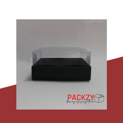 Transparent Gift Box (4"x4"x2") – 5-Sided PVC Packaging for Cakes, Sweets & Gifts