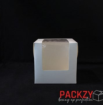 Cake Box – White, 8x8x6 Inches with Transparent Window