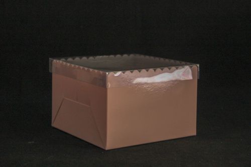 Gift Box with Clear Plastic Lid (6x6x4 inches) – Ideal for Cakes, Cupcakes, and Gifts