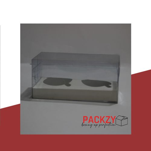 Transparent Cupcake Box for 2 Cupcakes (6.5"x3"x3") – Premium PVC Packaging