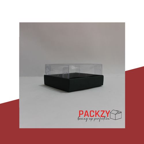 Transparent Gift Box (4"x4"x2") – 5-Sided PVC Packaging for Cakes, Sweets & Gifts