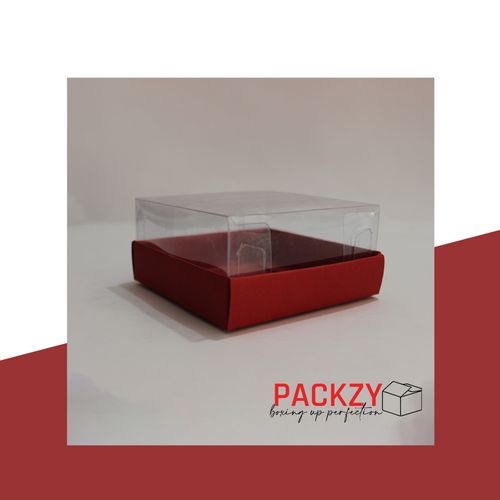 Transparent Gift Box (4"x4"x2") – 5-Sided PVC Packaging for Cakes, Sweets & Gifts