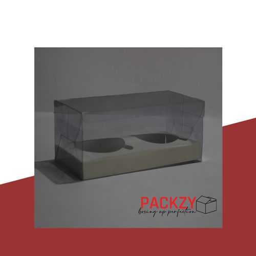 Transparent Cupcake Box for 2 Cupcakes (6.5"x3"x3") – Premium PVC Packaging