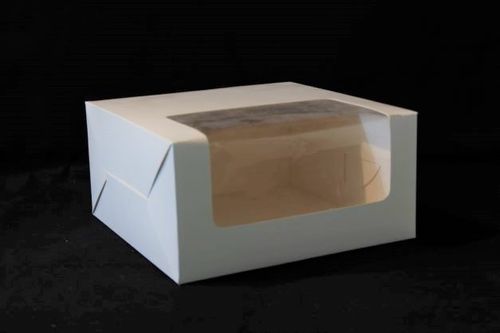 Cake Box – White, 8x8x4 Inches with Transparent Window