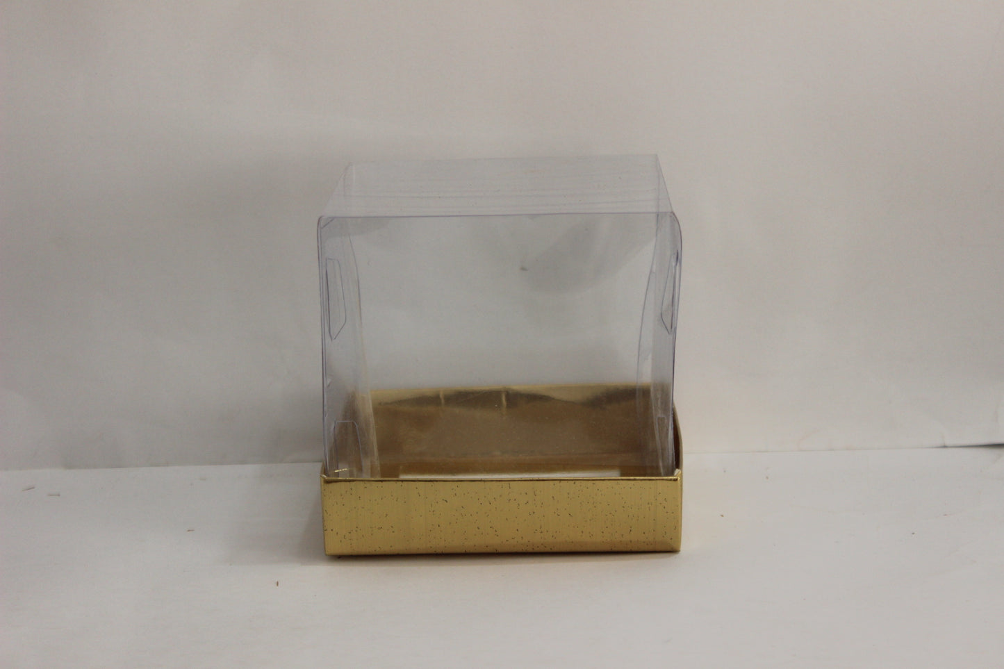 Transparent Gift Box (4"x4"x4") – Premium 5-Sided PVC Packaging for Cakes & Gifts, Available in White, Golden, and Black