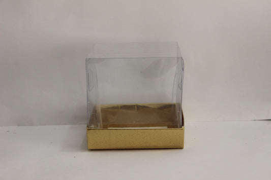 Transparent Gift Box (4"x4"x4") – Premium 5-Sided PVC Packaging for Cakes & Gifts, Available in White, Golden, and Black