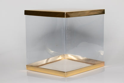 Transparent Gift Box (10"x10"x10") – Premium PVC Packaging for Cakes & Gifts , Available in White, Golden, and Black.