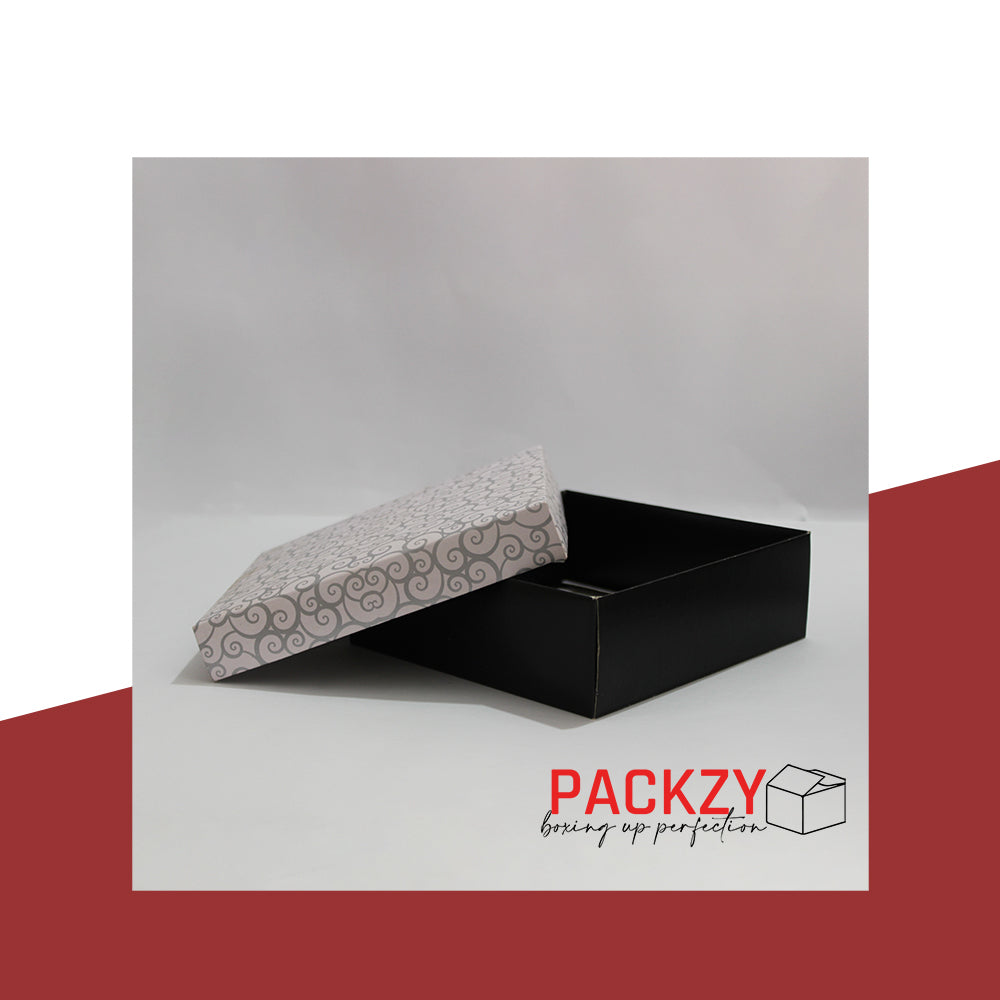 Bakery Gift box for sweets, mithai and chocolates in Printed Black & white design