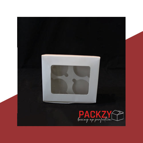 Bakery box for 4 Cupcakes (6.5"x5.5"x2.5/3.5") Inches 2