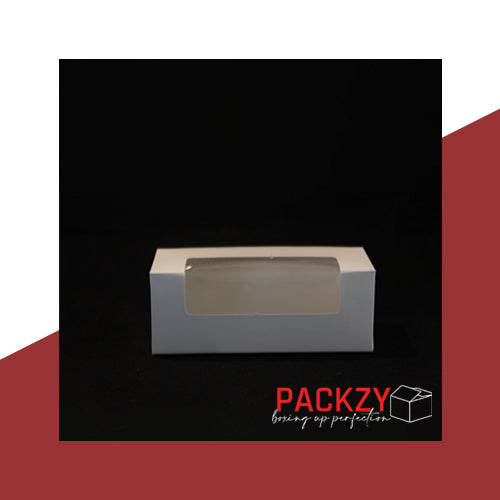Macaron & Sweet Box (6.5" x 2.5" x 1.5") - White 2