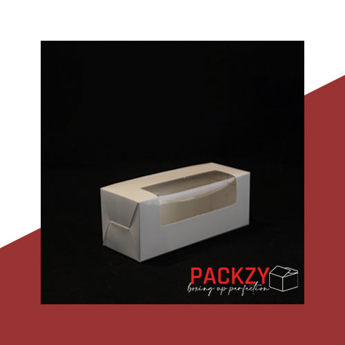 Macaron & Sweet Box (6.5" x 2.5" x 1.5") - White