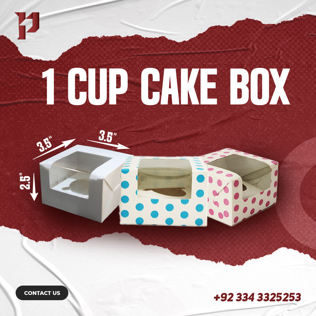 Box for one cupcake,  white, pink, blue, golden, transparent