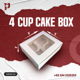 Bakery box for 4 Cupcakes (6.5"x5.5"x2.5/3.5") Inches
