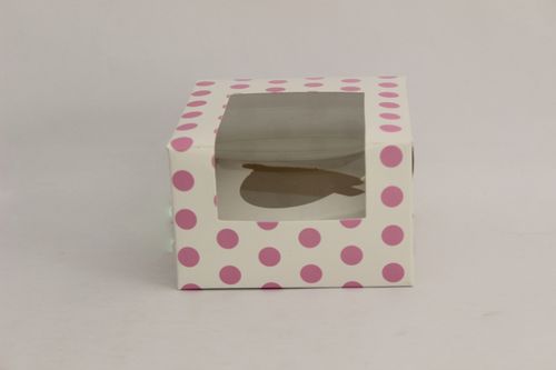 Box for one cupcake,  white, pink, blue, golden, transparent