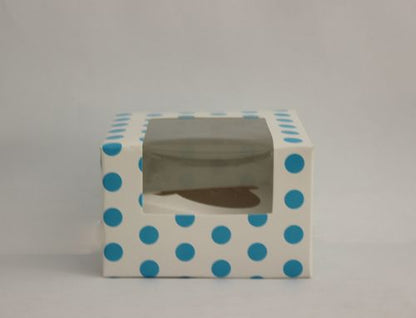 Box for one cupcake,  white, pink, blue, golden, transparent