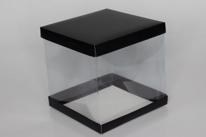 Transparent Gift Box (8"x8"x8") – Premium PVC Packaging for Cakes &amp; Gifts, Available in White, Golden, and Black