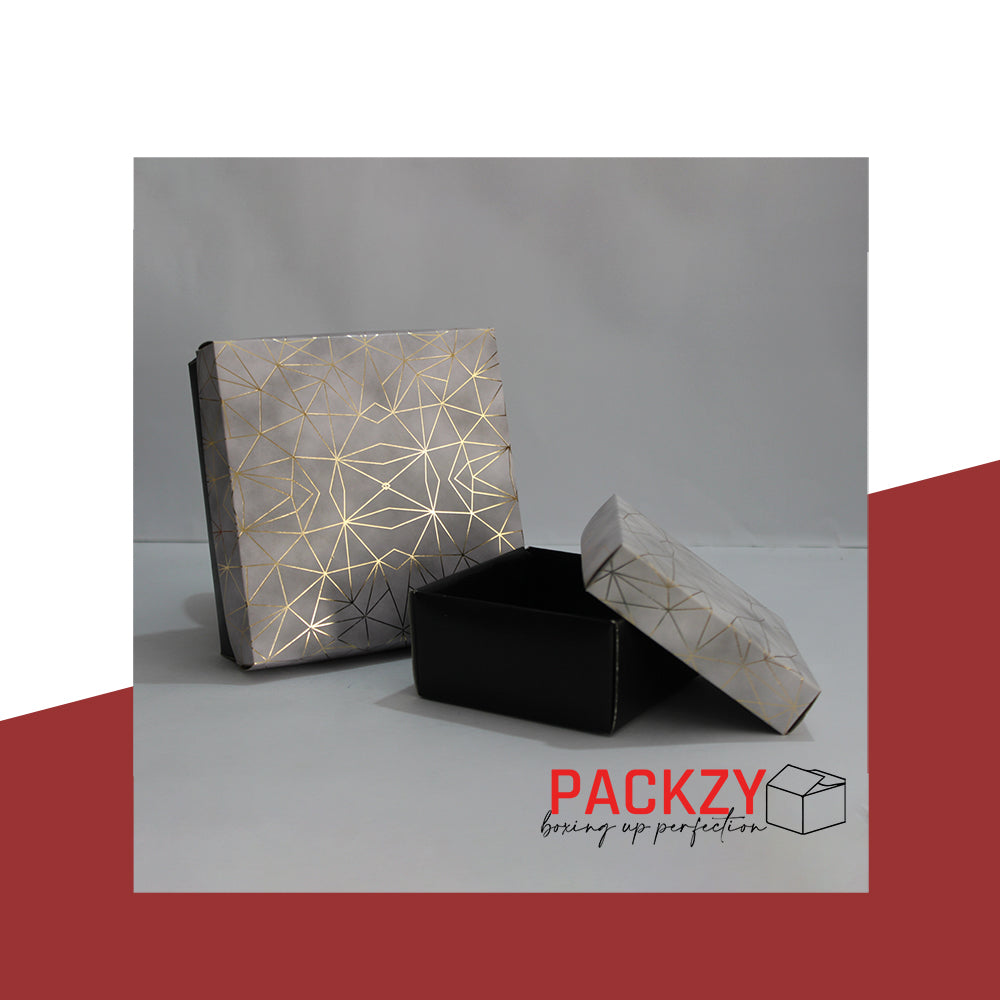 Bakery Gift box for sweets, mithai and chocolates in Printed Black & grey design 2
