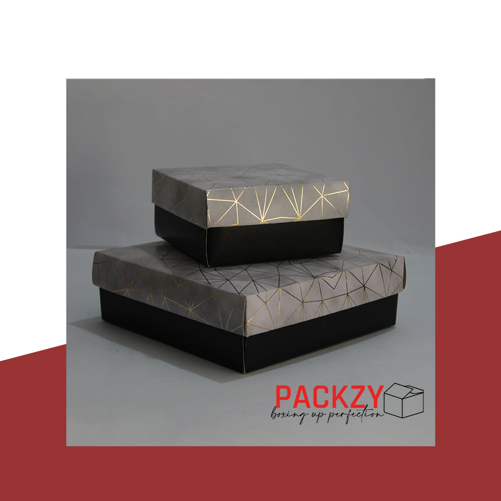 Bakery Gift box for sweets, mithai and chocolates in Printed Black & grey design 3