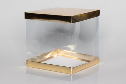 Transparent Gift Box (6"x6"x6") – Premium PVC Packaging for Cakes & Gifts, Available in White, Golden, and Black