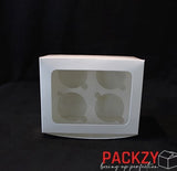 Bakery box for 4 Cupcakes (6.5"x5.5"x2.5/3.5") Inches 4