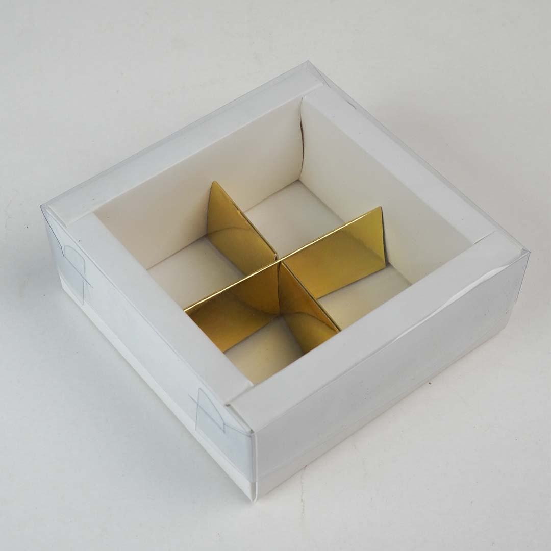 Transparent Pvc Sweet Gift box with 4 Removable Compartments (4" x 4" x 2") 4