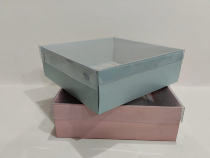 Transparent Box with Clear Top (4x4x2 inches) – Perfect for Candles, Brownies, Gifts – PVC Lid Packaging