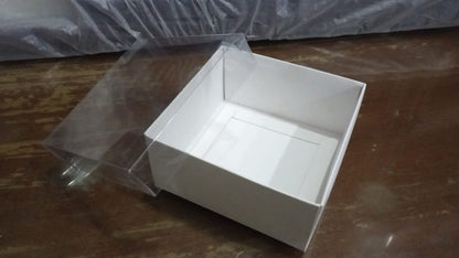 Transparent Box with Clear Top (4x4x2 inches) – Perfect for Candles, Brownies, Gifts – PVC Lid Packaging