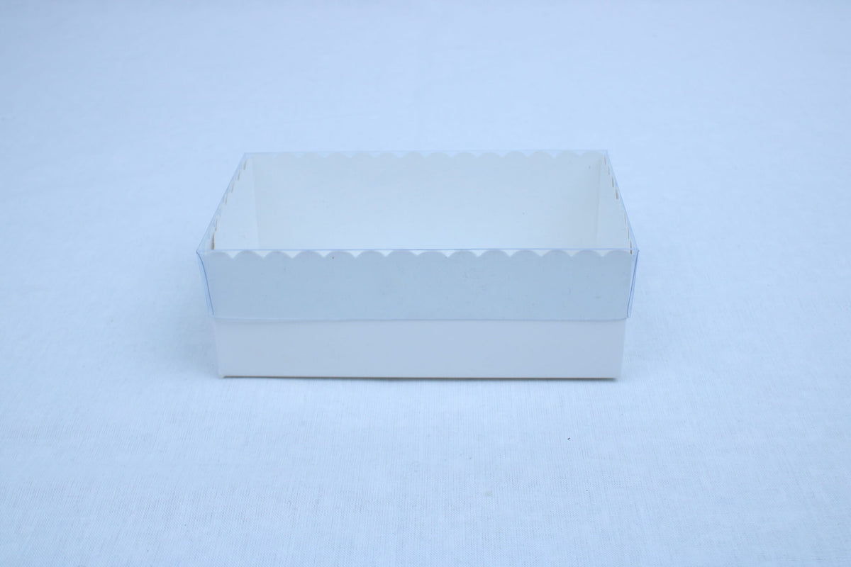 White Gift Box with PVC Clear Lid (5x3x2) for Brownies & Favors