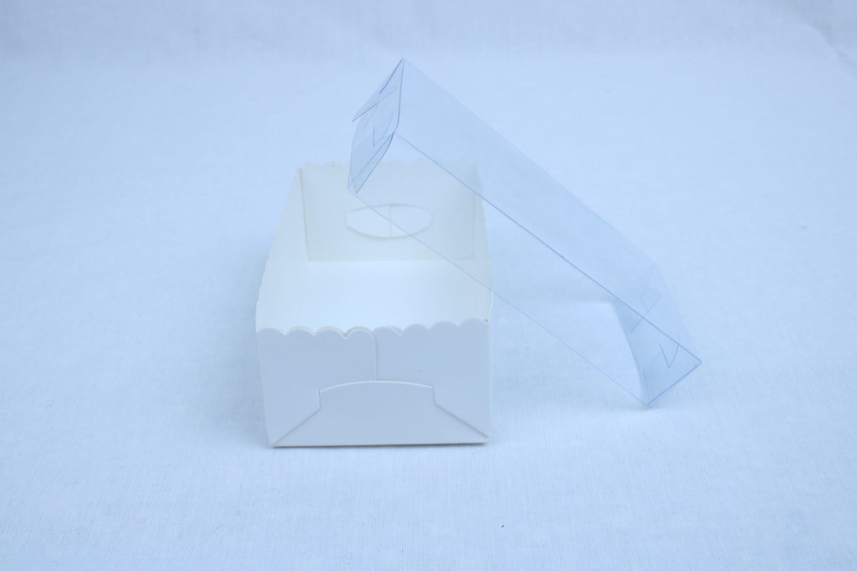 White Gift Box with PVC Clear Lid (5x3x2) for Brownies & Favors 2